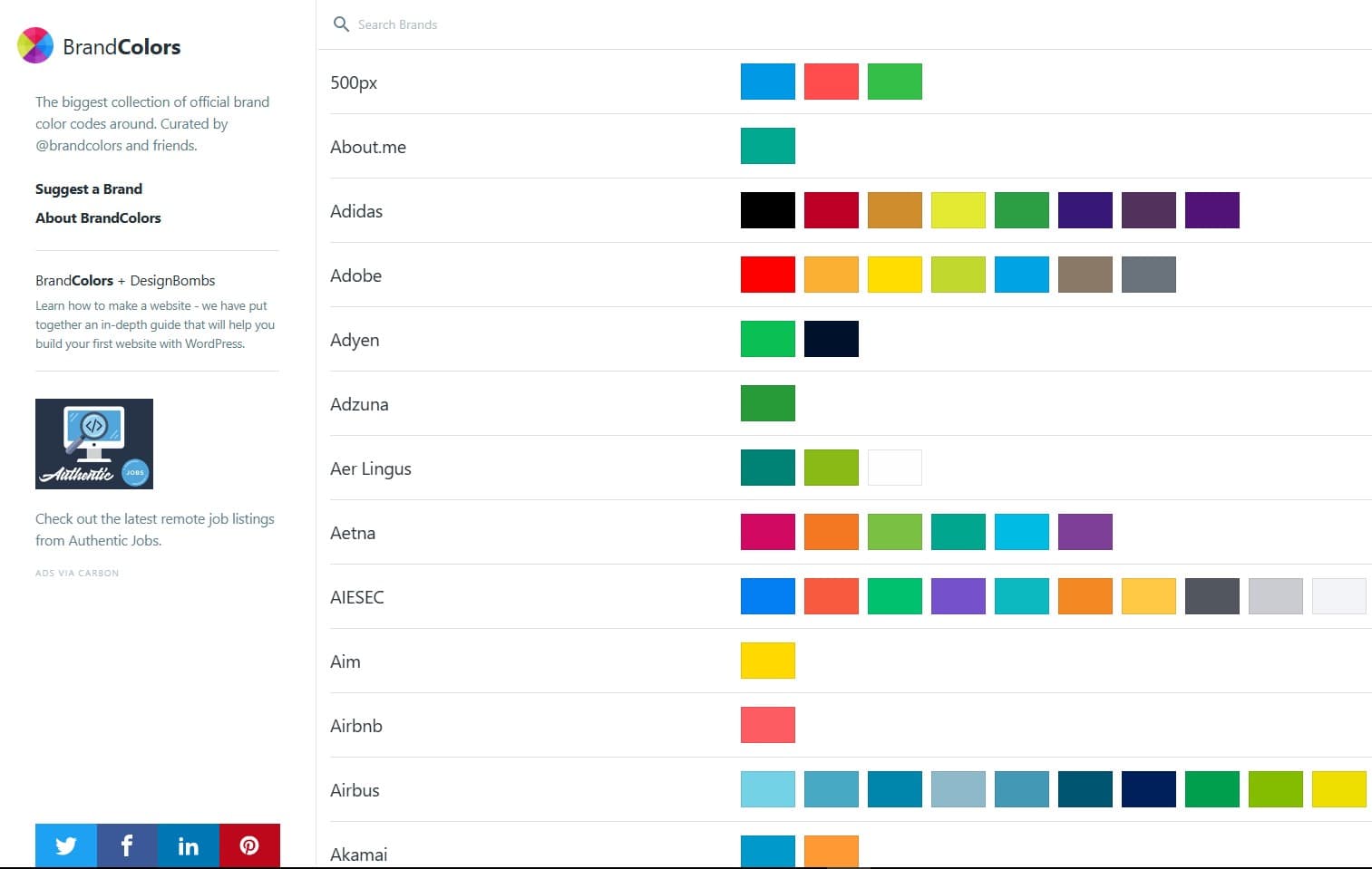 BrandColors - Recurso de colores para diseñadores