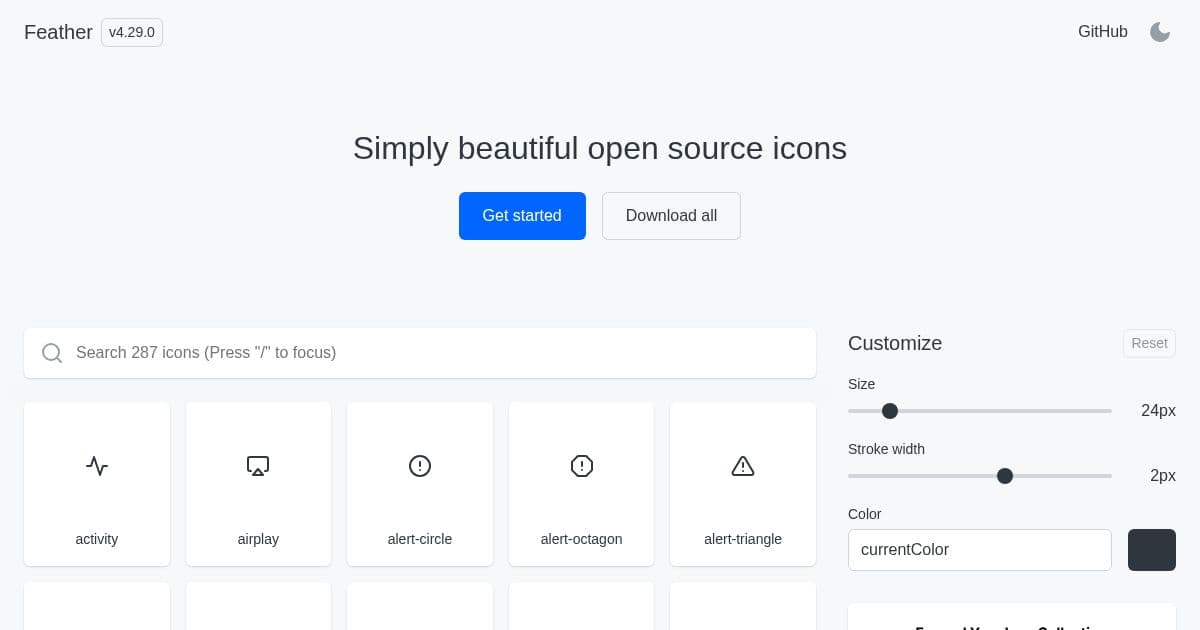 Feather Icons - Recurso de iconos para diseñadores