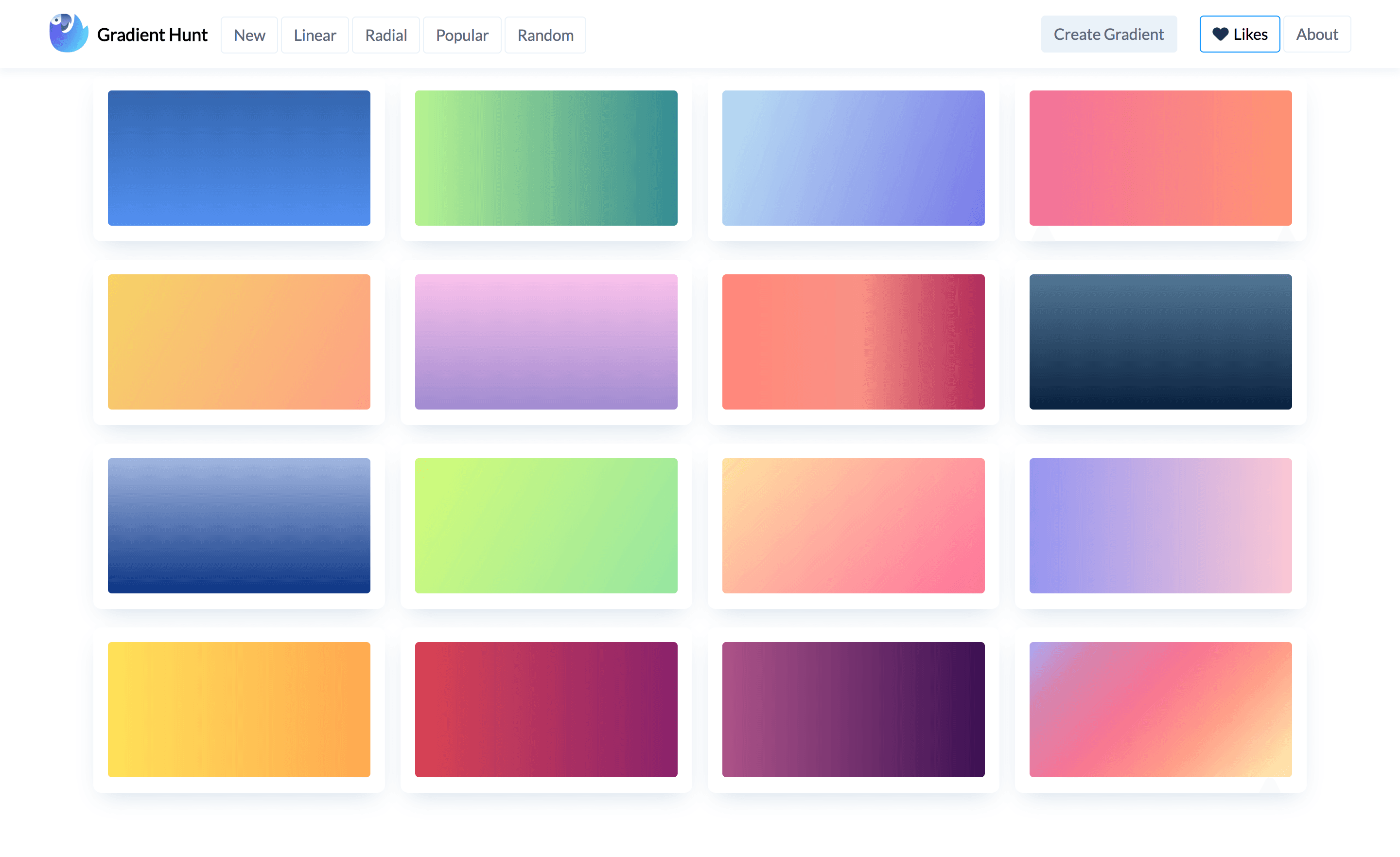 Gradient Hunt - Recurso de colores para diseñadores